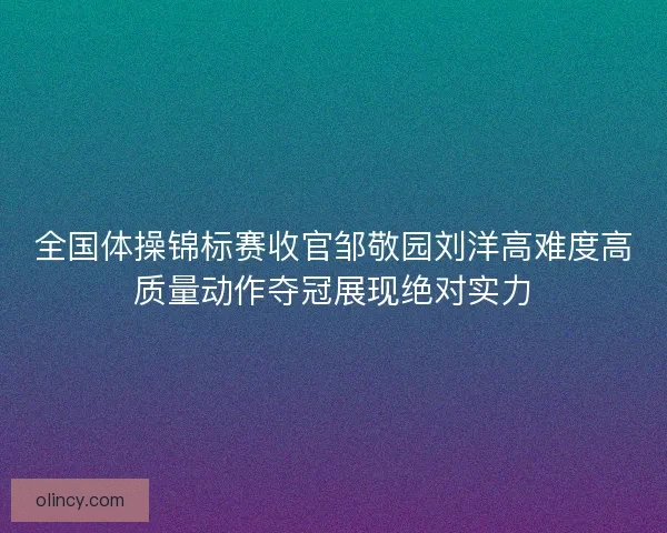 全国体操锦标赛收官邹敬园刘洋高难度高质量动作夺冠展现绝对实力